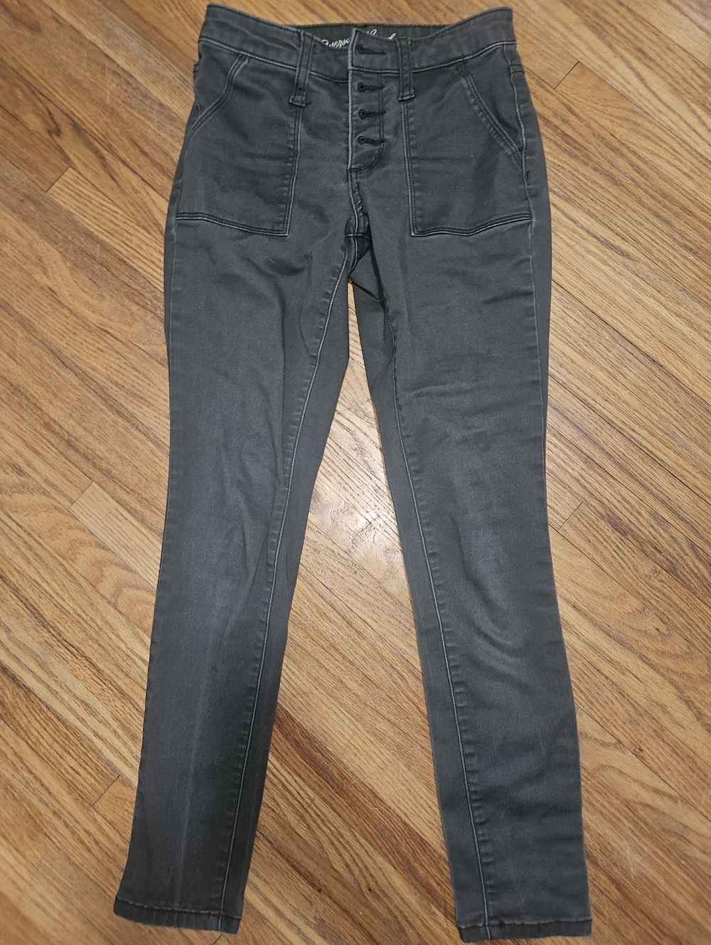 Universal Thread High-Rise Button-Fly Skinny Jeans Dark Army Green 00/24R
